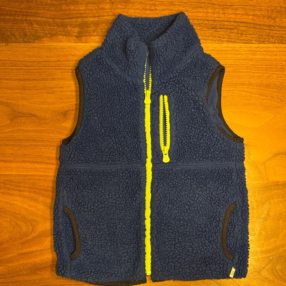 Gap Kids Boys Sherpa Fleece Vest Size 4 Blue Full Zip